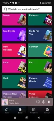 Spotify browse categories screen