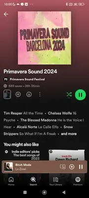 Spotify festival playlist playback screen