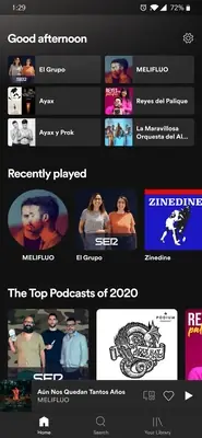 Spotify home screen