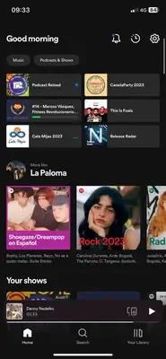 Spotify home recommendations screen