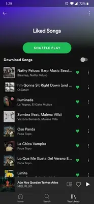 Spotify Liked Songs screen