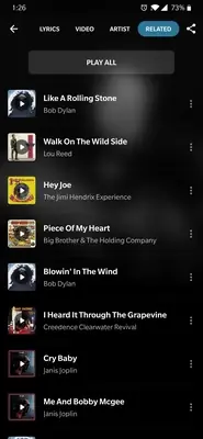 Spotify lyrics and related content screen
