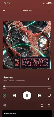 Spotify track playback screen