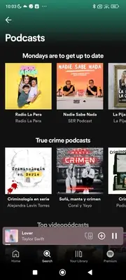 Spotify podcasts screen