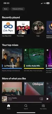 Spotify recently played screen