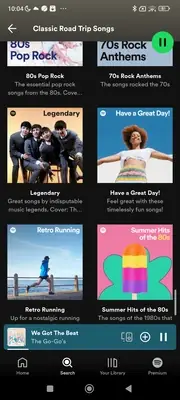 Spotify road trip playlists screen